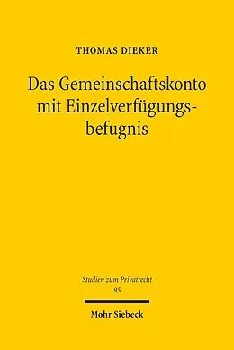 E-Book (pdf) Das Gemeinschaftskonto mit Einzelverfügungsbefugnis von Thomas Dieker