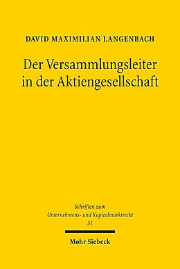 Kartonierter Einband Der Versammlungsleiter in der Aktiengesellschaft von David Maximilian Langenbach