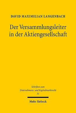 E-Book (pdf) Der Versammlungsleiter in der Aktiengesellschaft von David Maximilian Langenbach