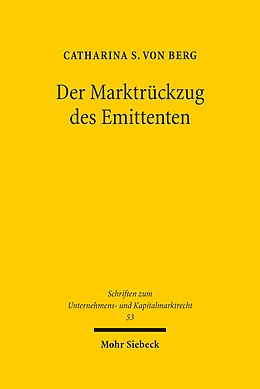 E-Book (pdf) Der Marktrückzug des Emittenten von Catharina S. von Berg