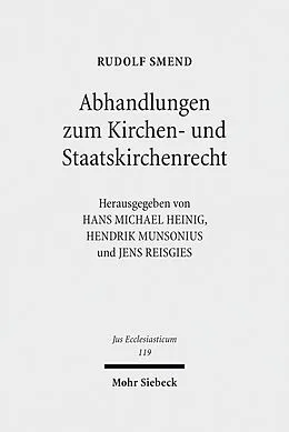 E-Book (pdf) Abhandlungen zum Kirchen- und Staatskirchenrecht von Rudolf Smend