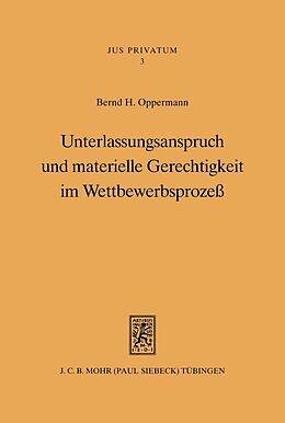 E-Book (pdf) Unterlassungsanspruch und materielle Gerechtigkeit im Wettbewerbsprozeß von Bernd H. Oppermann
