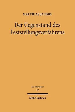 E-Book (pdf) Der Gegenstand des Feststellungsverfahrens von Matthias Jacobs