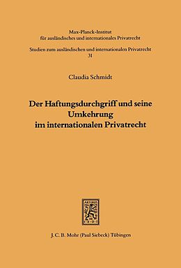E-Book (pdf) Der Haftungsdurchgriff und seine Umkehrung im internationalen Privatrecht von Claudia Schmidt