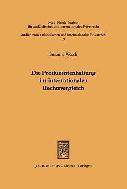 E-Book (pdf) Die Produzentenhaftung im internationalen Rechtsvergleich von Susanne Wesch