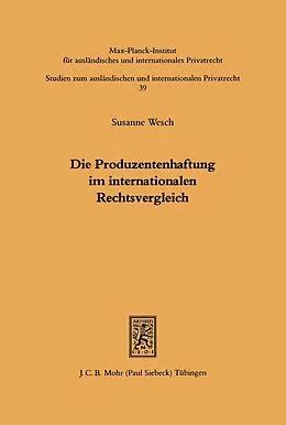 E-Book (pdf) Die Produzentenhaftung im internationalen Rechtsvergleich von Susanne Wesch