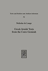 eBook (pdf) Greek Jewish Texts from the Cairo Geniza de Nicholas De Lange