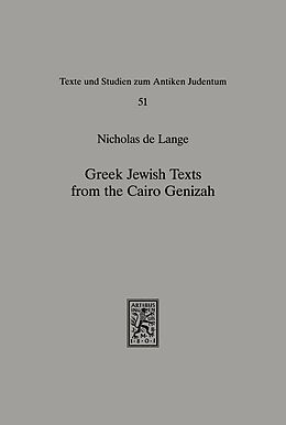 eBook (pdf) Greek Jewish Texts from the Cairo Geniza de Nicholas De Lange