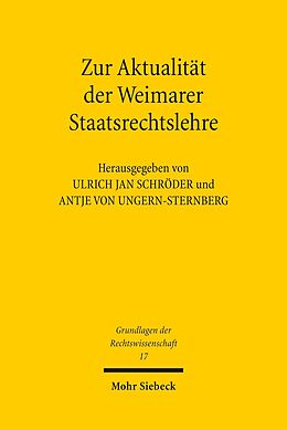 E-Book (pdf) Zur Aktualität der Weimarer Staatsrechtslehre von 