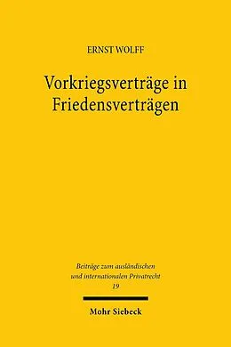 E-Book (pdf) Vorkriegsverträge in Friedensverträgen von Ernst Wolff