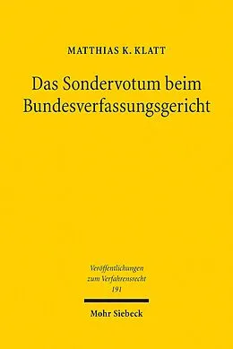 E-Book (pdf) Das Sondervotum beim Bundesverfassungsgericht von Matthias K. Klatt