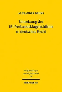 E-Book (pdf) Umsetzung der EU-Verbandsklagerichtlinie in deutsches Recht von Alexander Bruns