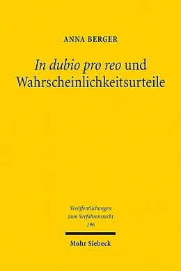 E-Book (pdf) In dubio pro reo und Wahrscheinlichkeitsurteile von Anna Berger