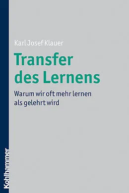 E-Book (epub) Transfer des Lernens von Karl Josef Klauer