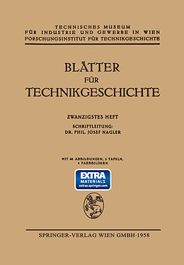Kartonierter Einband Blätter für Technikgeschichte von Dr. Phil. Josef Nagler