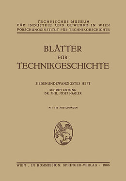Kartonierter Einband Blätter für Technikgeschichte von Josef Nagler