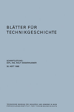 Kartonierter Einband Blätter für Technikgeschichte von Rolf Niederhuemer