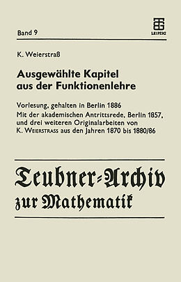 Kartonierter Einband Ausgewählte Kapitel aus der Funktionenlehre von Karl Weierstrass