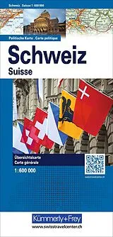 gefaltete (Land)Karte Kümmerly+Frey Schweiz, Karte politisch 1:600.000 von 