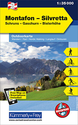 gefaltete (Land)Karte Montafon - Silvretta Nr. 02 Outdoorkarte Österreich 1:35 000 von 