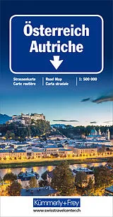 gefaltete (Land)Karte Kümmerly+Frey Strassenkarte Österreich 1:500.000 von 