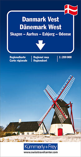 gefaltete (Land)Karte Dänemark West Regionalkarte 1:200 000 von 