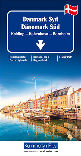 gefaltete (Land)Karte Dänemark Süd Regionalkarte 1:200 000 von 