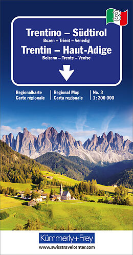 Carte (de géographie) Trentino Südtirol : Trentin Haut-Adige 1:200 000 de 