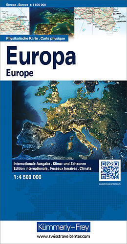 gefaltete (Land)Karte Europakarte physikalisch 1:4,5 Mio. von 