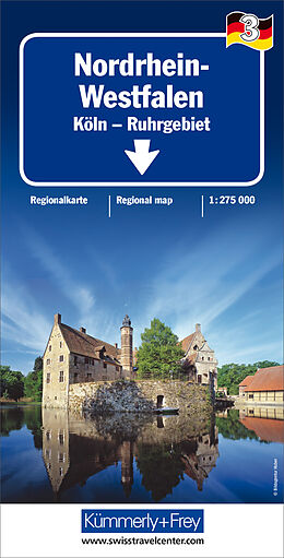 gefaltete (Land)Karte Nordrhein Westfalen, Köln-Ruhrgebiet, Nr. 03 Regionalkarte Deutschland 1:275 000 von 