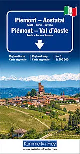 (Land)Karte Piémont Val d'Aoste 1:200 000 von 
