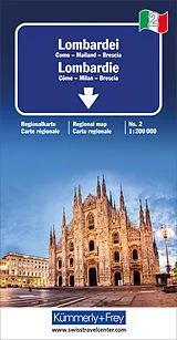 (Land)Karte Lombardie Côme Milan Brescia 1:200 000 von 