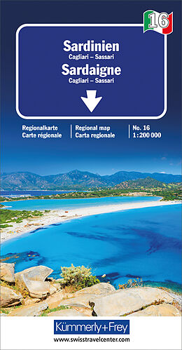 Carte (de géographie) Sardinien Nr. 16 Regionalkarte Italien 1:200 000 de 