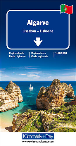 gefaltete (Land)Karte Algarve, Lissabon Regionalkarte 1:200 000 von 