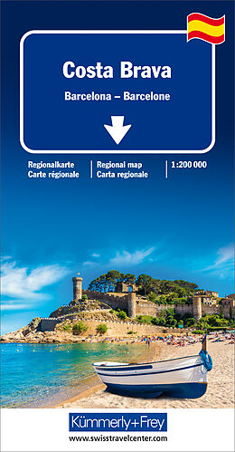 gefaltete (Land)Karte Costa Brava, Barcelona Regionalkarte 1:200 000 von 