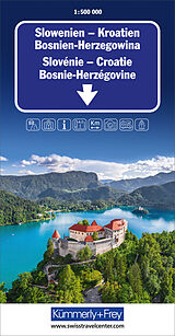 (Land)Karte Slowenien - Kroatien - Bosnien-Herzegowina Strassenkarte 1:500 000 von 