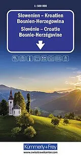 gefaltete (Land)Karte Kümmerly+Frey Strassenkarte Slowenien, Kroatien, Bosnien-Herzegowina 1:500.000 von 