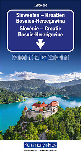 (Land)Karte Slowenien - Kroatien - Bosnien-Herzegowina Strassenkarte 1:500 000 von 