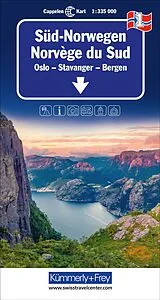gefaltete (Land)Karte Kümmerly+Frey Regional-Strassenkarte 1 Süd-Norwegen 1:335.000 von 