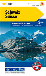 gefaltete (Land)Karte Schweiz Wanderkarte 1:301 000 von 