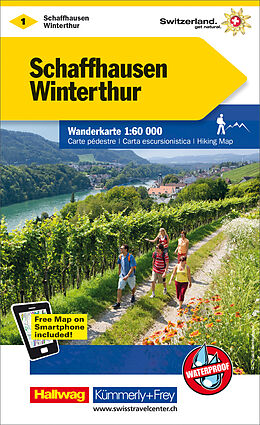 gefaltete (Land)Karte Schaffhausen-Winterthur Wanderkarte Nr. 1 1:60 000 von 