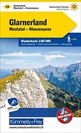 gefaltete (Land)Karte Kümmerly+Frey Wanderkarte 12 Glarnerland 1:60.000 von 