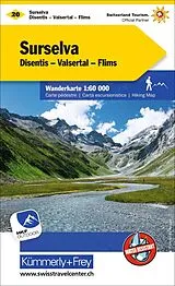 gefaltete (Land)Karte Kümmerly+Frey Wanderkarte 20 Surselva 1:60.000 von