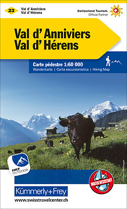 gefaltete (Land)Karte Val d'Anniviers - Val d'Hérens Nr. 23 Wanderkarte 1:60 000 von 