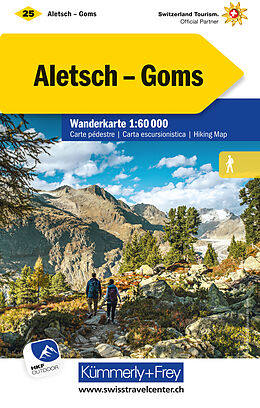 gefaltete (Land)Karte Aletsch - Goms Nr. 25 Wanderkarte 1:60 000 von 