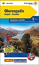 gefaltete (Land)Karte Kümmerly+Frey Wanderkarte 28 Oberengadin 1:60.000 von 