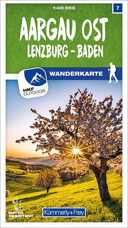 gefaltete (Land)Karte Aargau Ost Lenzburg Baden Nr. 07 Wanderkarte 1:40 000 von 