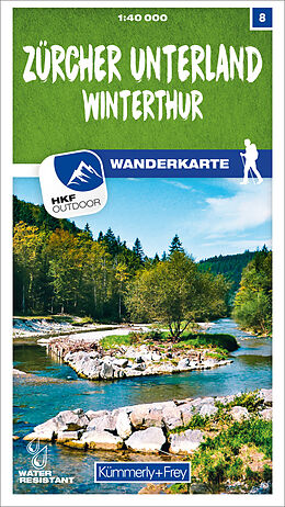 gefaltete (Land)Karte Zürcher Unterland - Winterthur Nr. 08 Wanderkarte 1:40 000 von 