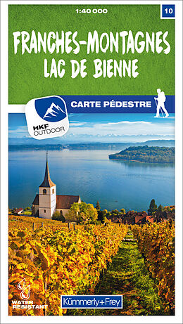 gefaltete (Land)Karte Franches-Montagnes - Lac de Bienne Nr. 10 Wanderkarte 1:40 000 von 