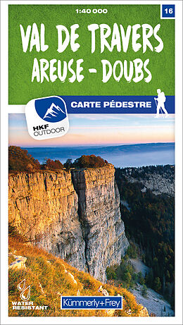 gefaltete (Land)Karte Val-de-Travers - Areuse - Doubs Nr. 16 Wanderkarte 1:40 000 von 